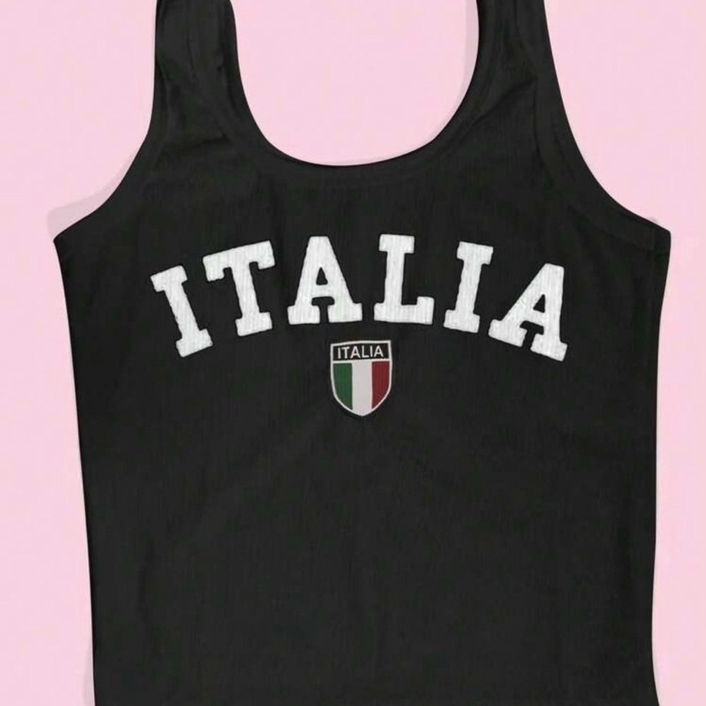 NWOT Black Sleeveless Fitted Italia Tank Top NWOT
